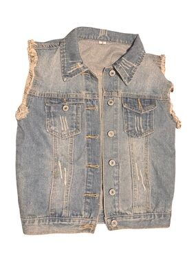 Classic Light Blue Denim Vest Jacket - Women